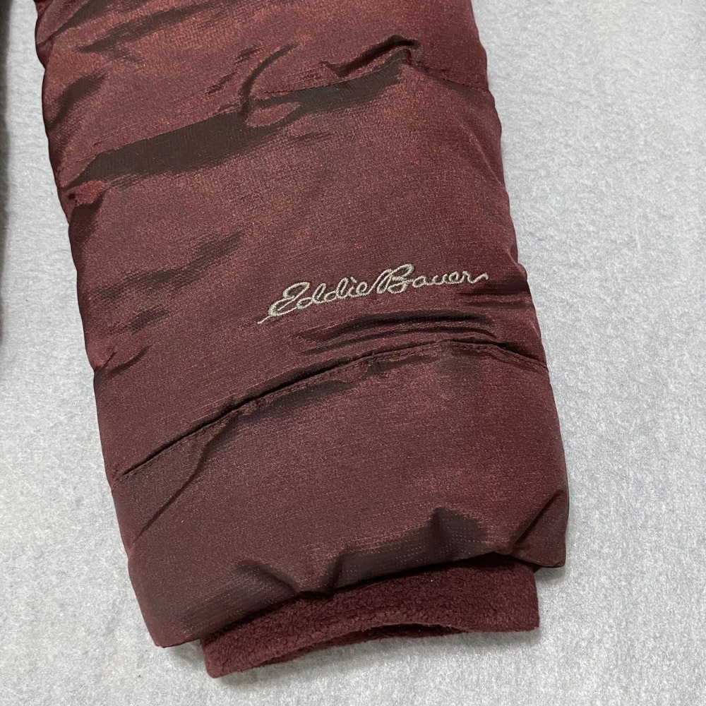 Eddie Bauer Womens Small Burgundy Down Puffer Parka Faux Fur Trim Hood Jacket - Picture 10 of 15